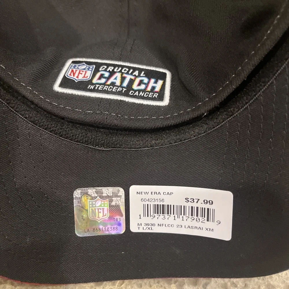 Las Vegas Raiders New Era 39THIRTY CRUCIAL CATCH‎ 2023 Sideline Hat Cap L/XL NWT
